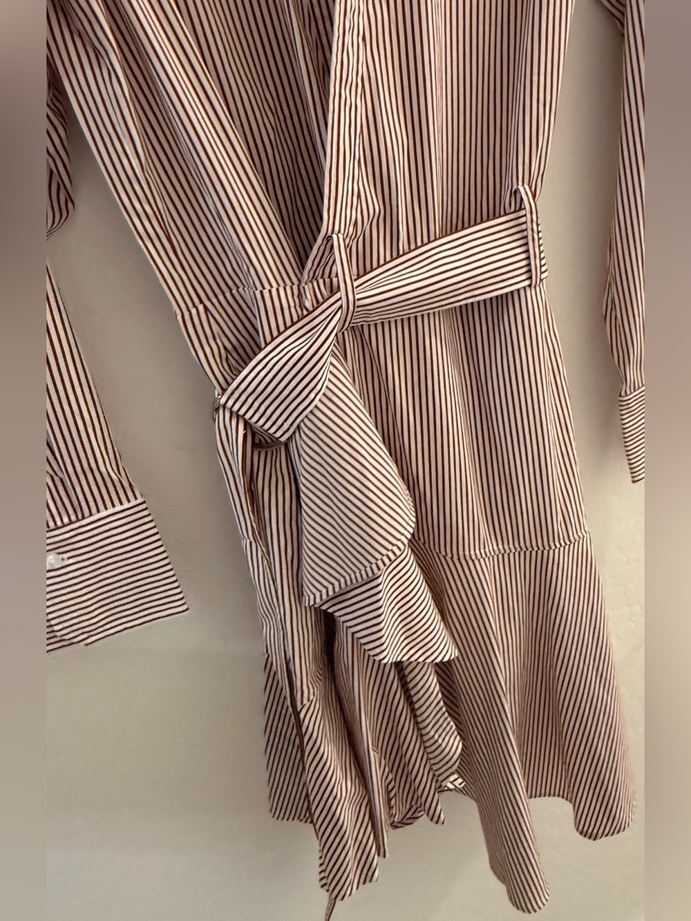A.L.C NWT Suri Stripped Wrap Ruffle Belted Dress - Picture 5 of 12